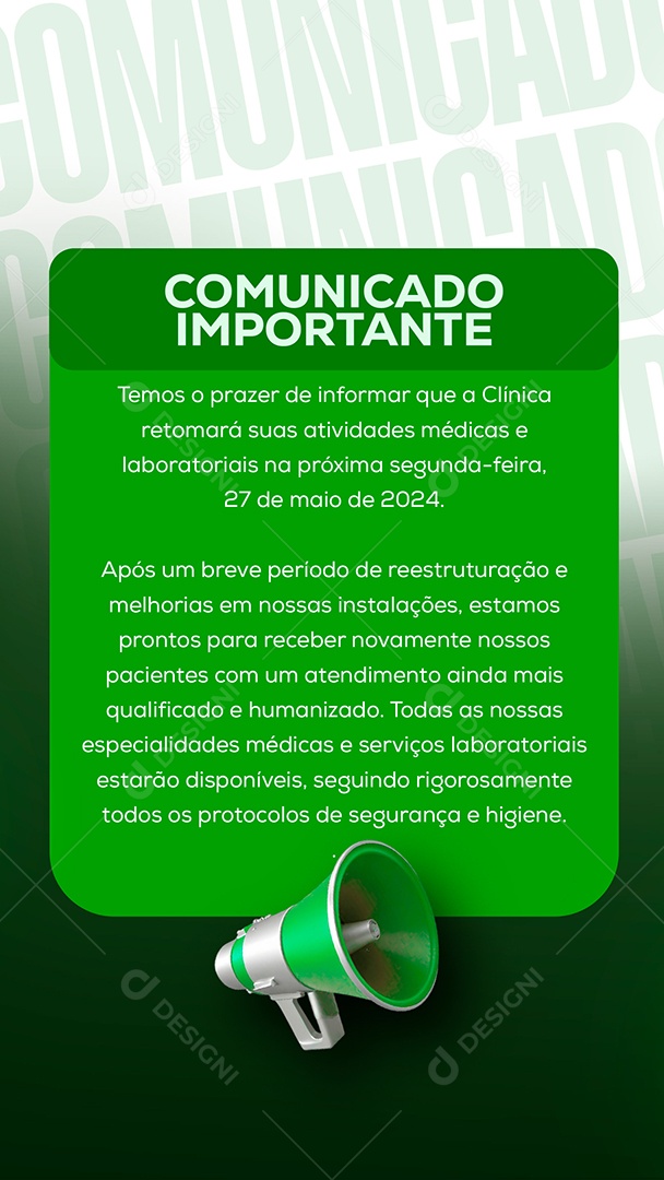 Story Comunicado Importante Clinica Social Media PSD Editável