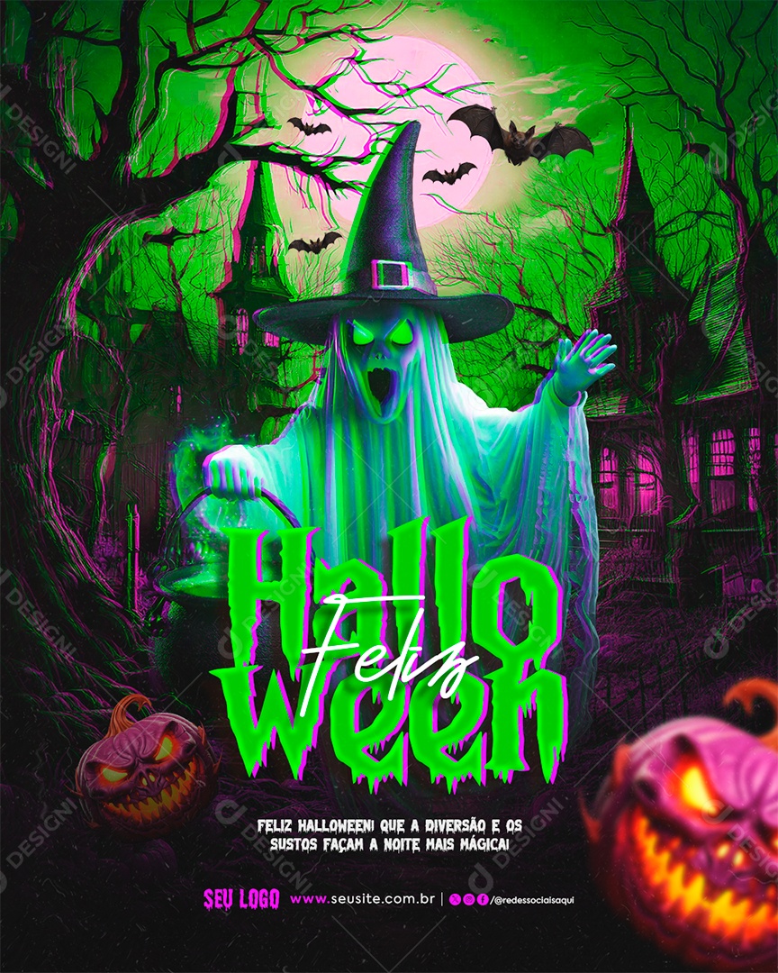 Flyer Feliz Halloween Social Media PSD Editável