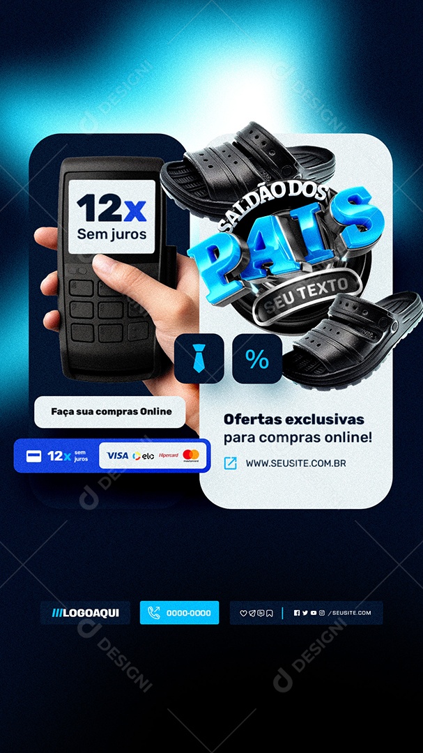 Story Loja de Calçados Saldão dos Pais Ofertas Exclusivas para Compras Online Social Media PSD Editável
