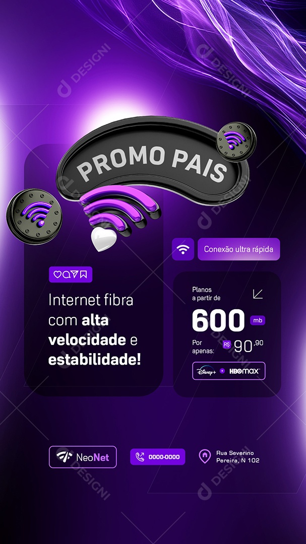 Story Papai Conectado Promo Pais Internet Fibra com Alta Social Media PSD Editável
