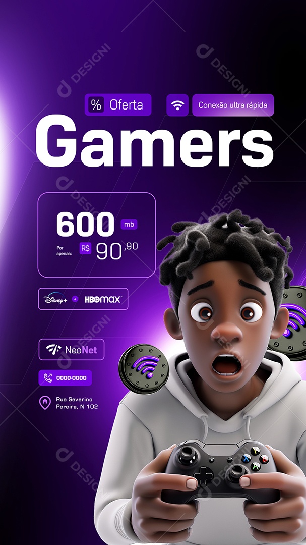 Story Papai Conectado Gamers Conexão Ultra Rápida Social Media PSD Editável