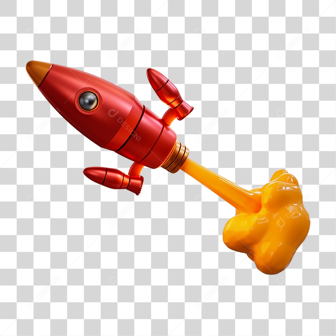 Elemento 3D Foguete PNG Transparente