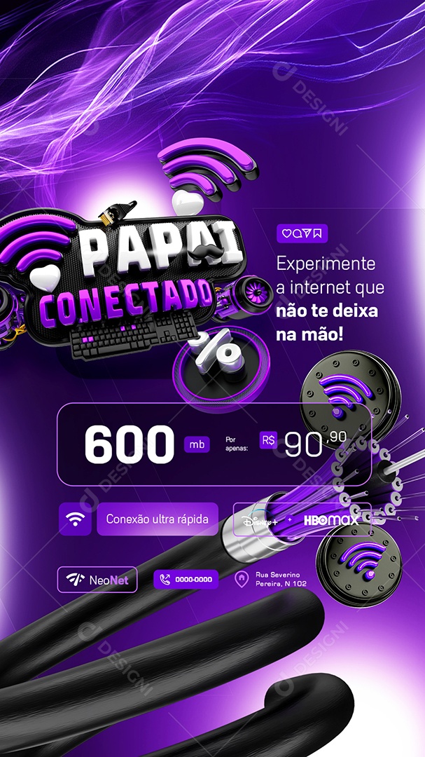 Story Papai Conectado Internet Conexão Ultra Rápida Social Media PSD Editável