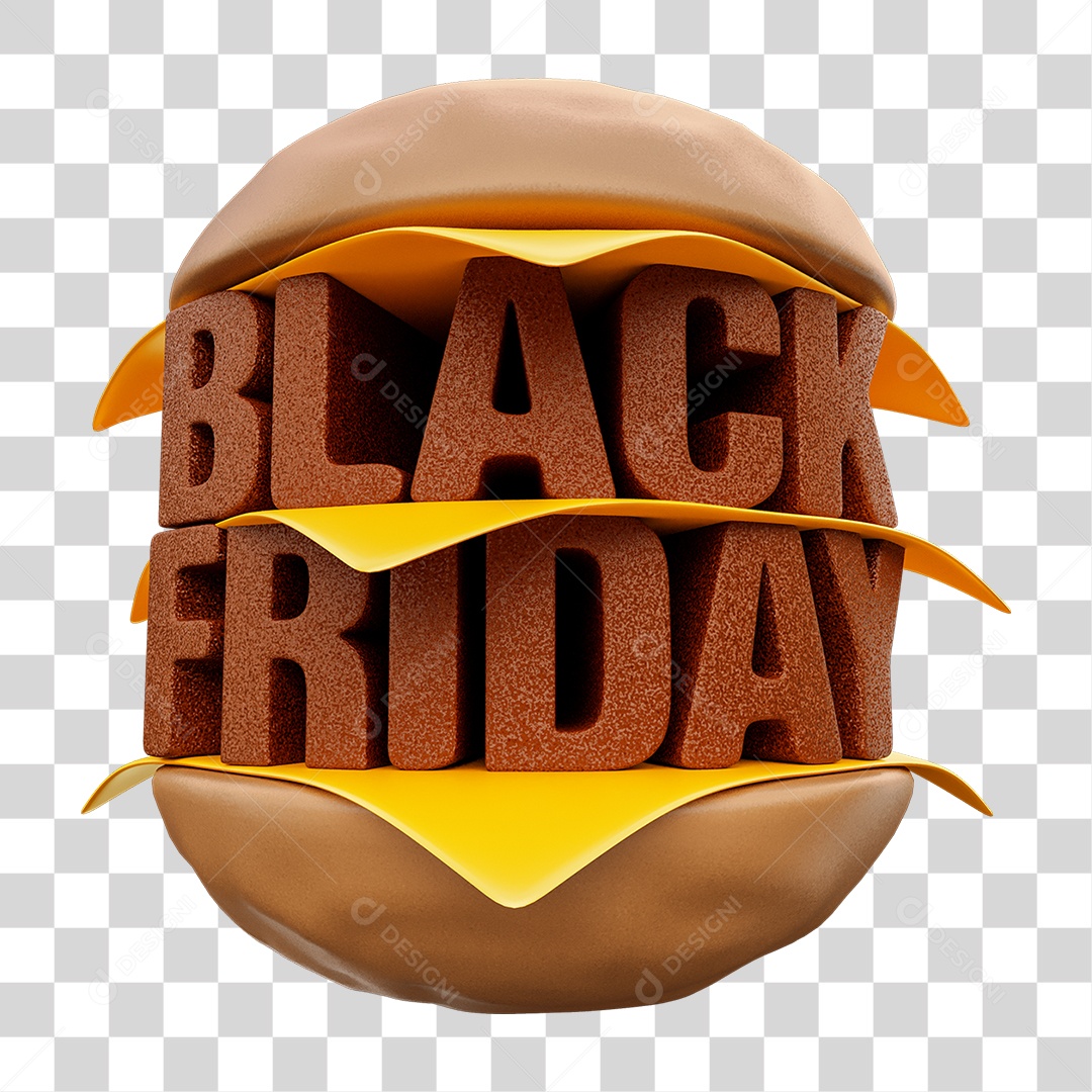 Black Friday Selo 3D para Composição PNG Transparente