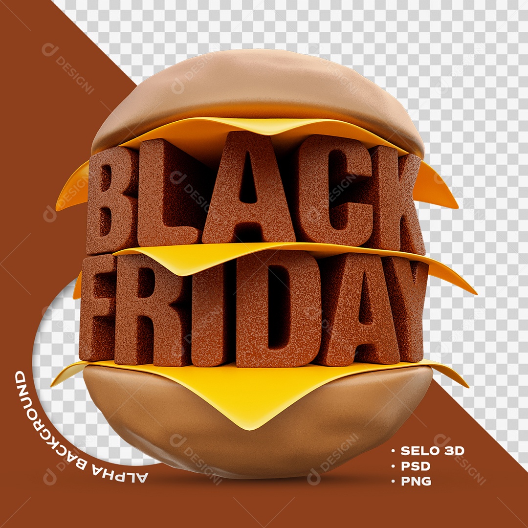Black Friday Selo 3D para Composição PSD