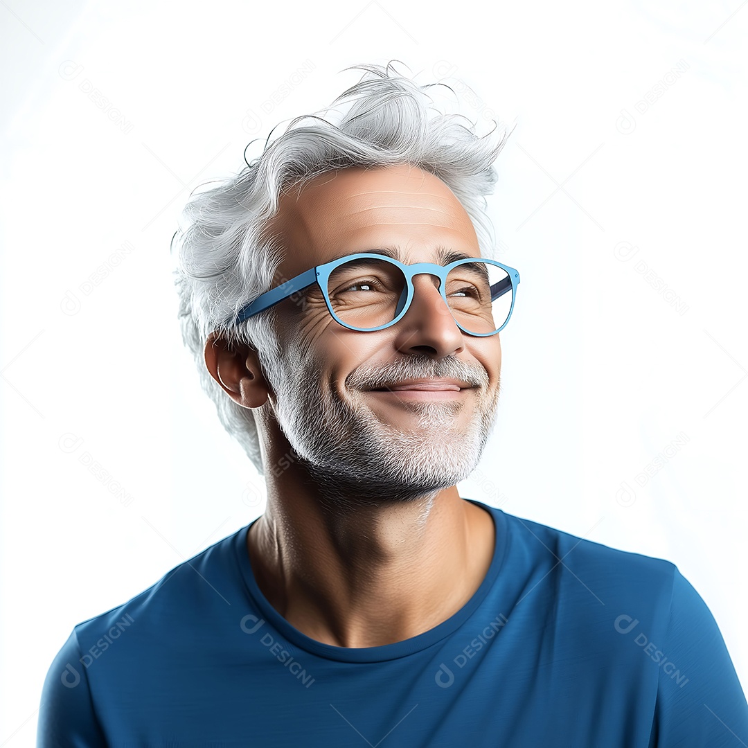 Homem de cabelos brancos feliz representando combate ao cancer de próstata