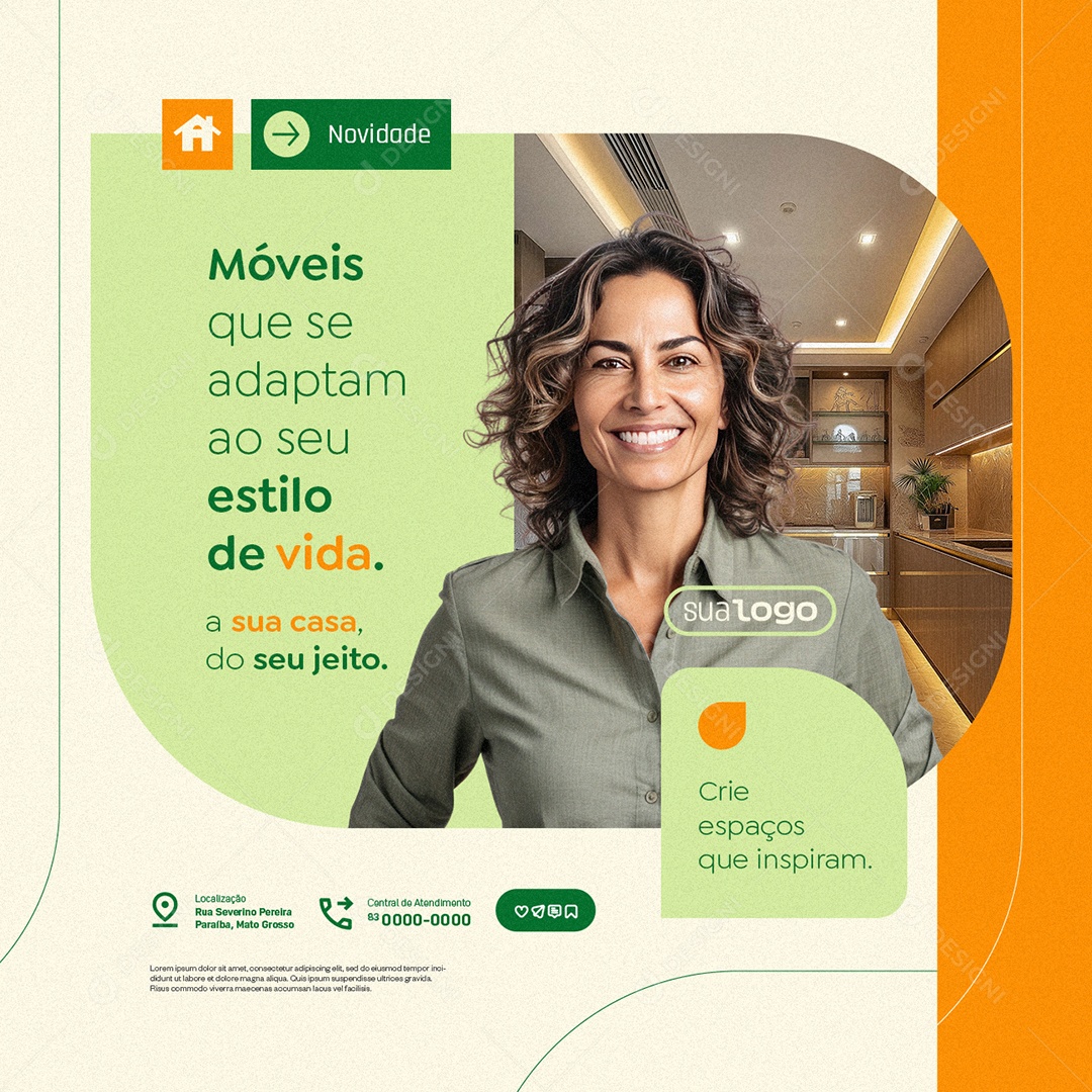 Móveis Planejados Móveis Que se Adaptam ao Seu Estilo de Vida Social Media PSD Editável