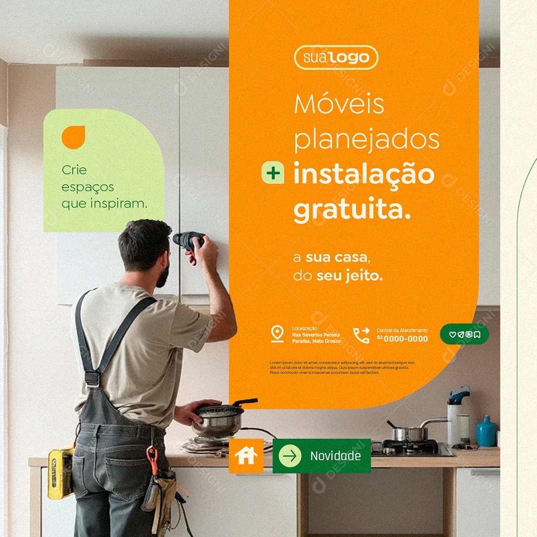 Móveis Planejados Instalação Gratuita Social Media PSD Editável