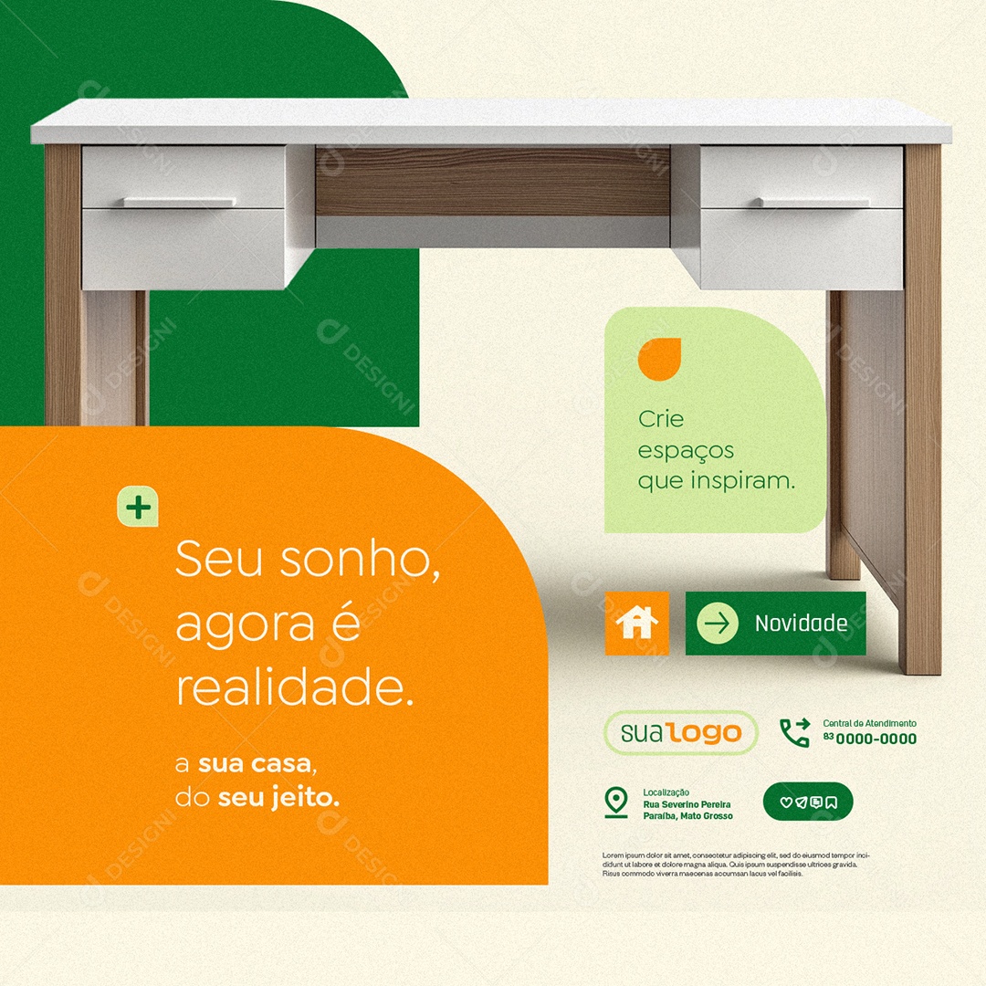 Móveis Planejados Seu Sonho Agora é Realidade Social Media PSD Editável