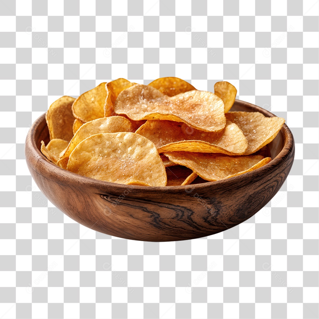 Tigela de Madeira com Batatas PNG Transparente