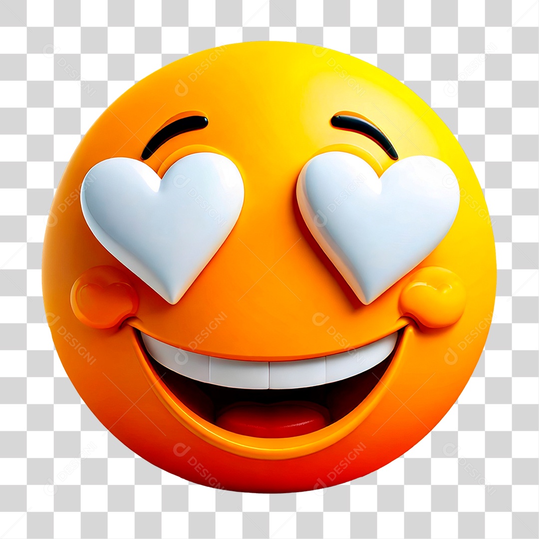 Emoji 3D Sorrindo Com Corações Nos Olhos PNG Transparente