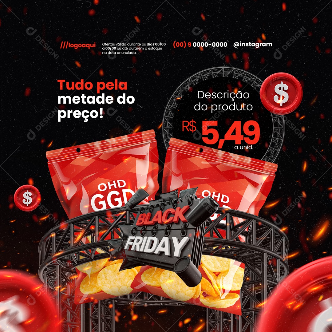 Black Friday Supermarket Potato All For Half of Social Price Media PSD Editable