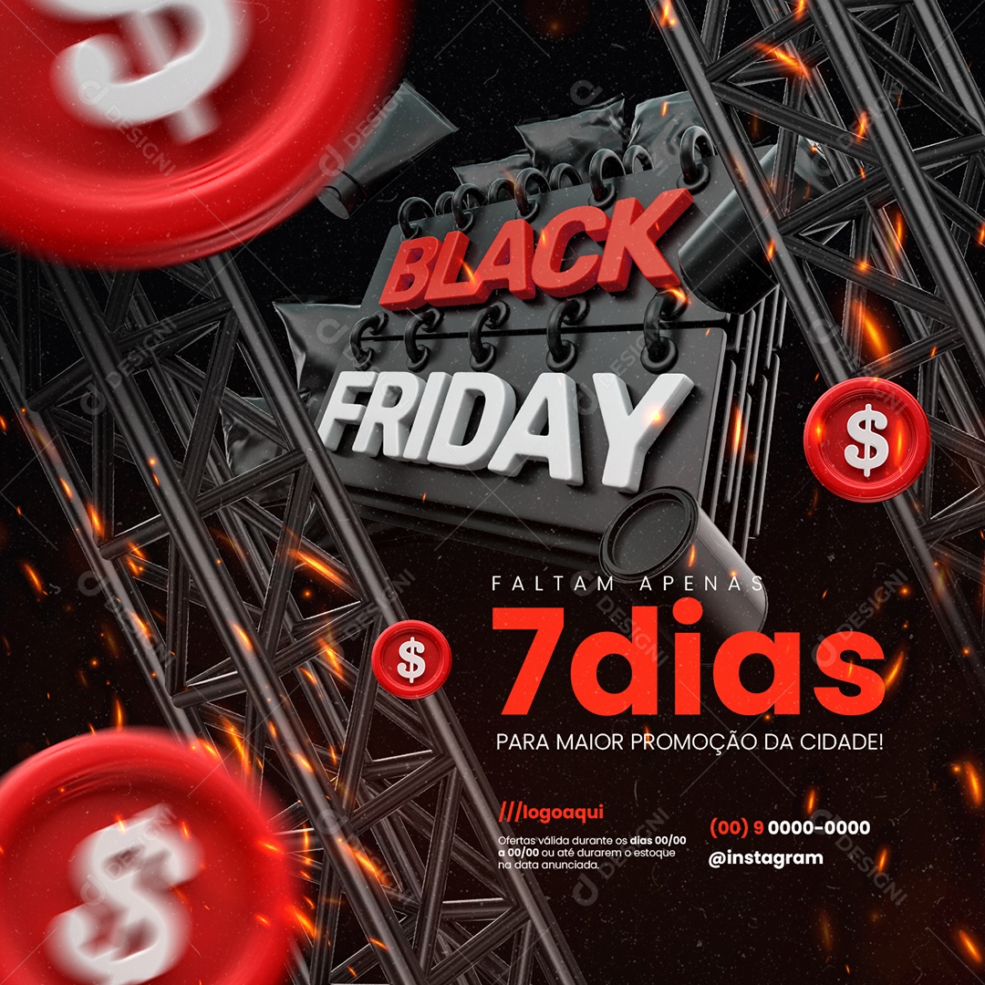 Black Friday Supermercado Faltam Apenas Sete Dias Social Media PSD Editável