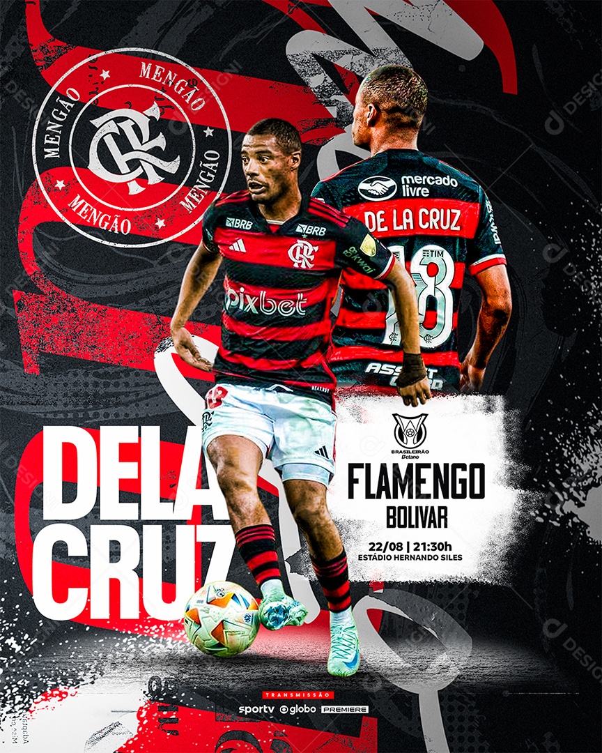 Futebol Brasileirão Flamengo X Bolivar Social Media PSD Editável