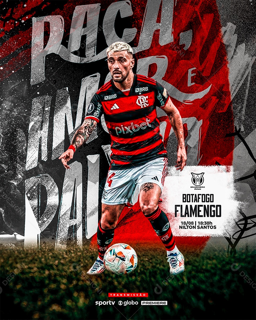 Futebol Brasileirão Botafogo X Flamengo Social Media PSD Editável