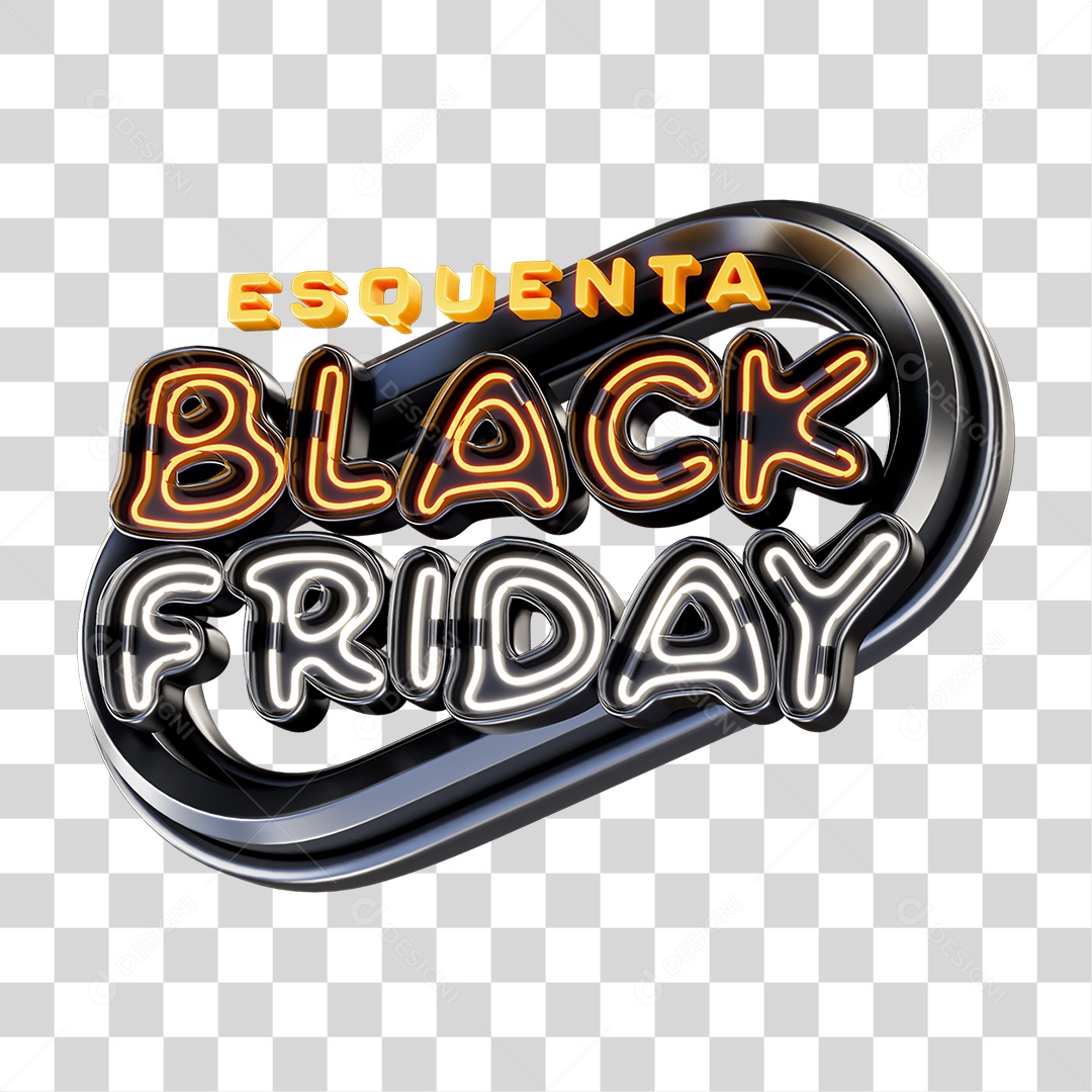 Esquenta Black Friday Selo 3D Amarelo e Branco com Led PNG Transparente