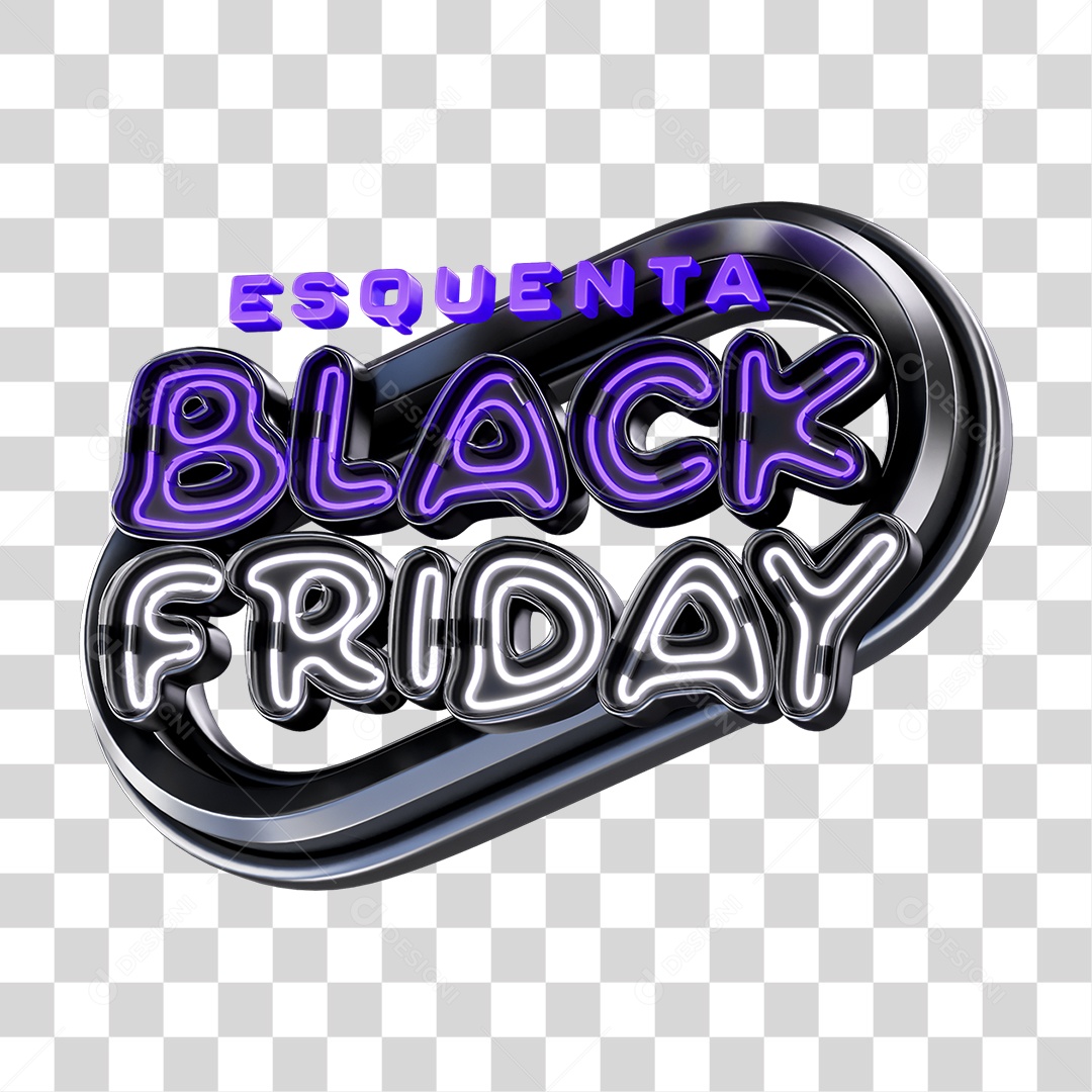 Esquenta Black Friday Selo 3D Roxo e Branco com Led PNG Transparente