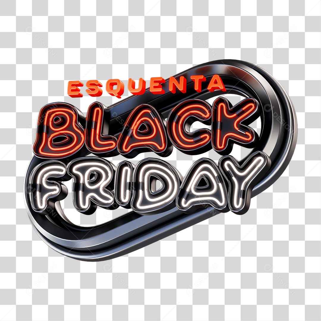 Esquenta Black Friday Selo 3D Vermelho e Branco com Led PNG Transparente
