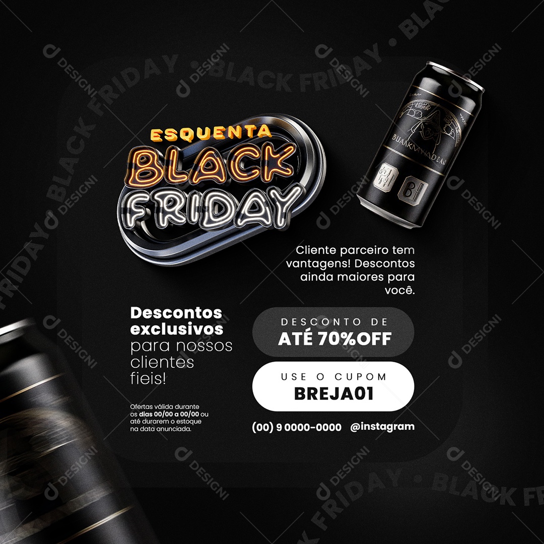 Esquenta Black Friday Supermercado Descontos Exclusivos Social Media PSD Editável