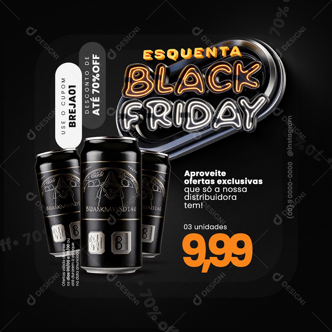 Esquenta Black Friday Supermercado Ofertas Exclusivas Social Media PSD Editável