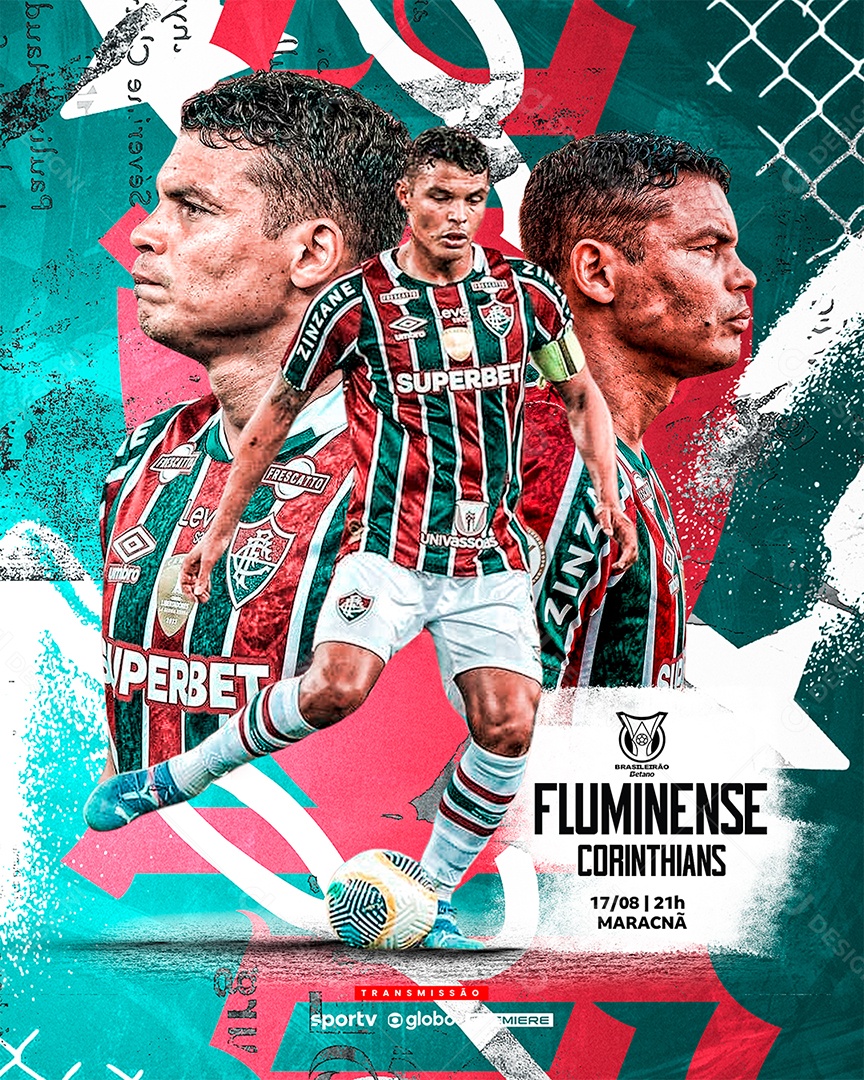 Futebol Brasileirão Fluminense X Corinthians Social Media PSD Editável