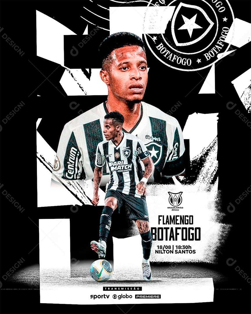 Futebol Brasileirão Flamengo X Botafogo Social Media PSD Editável