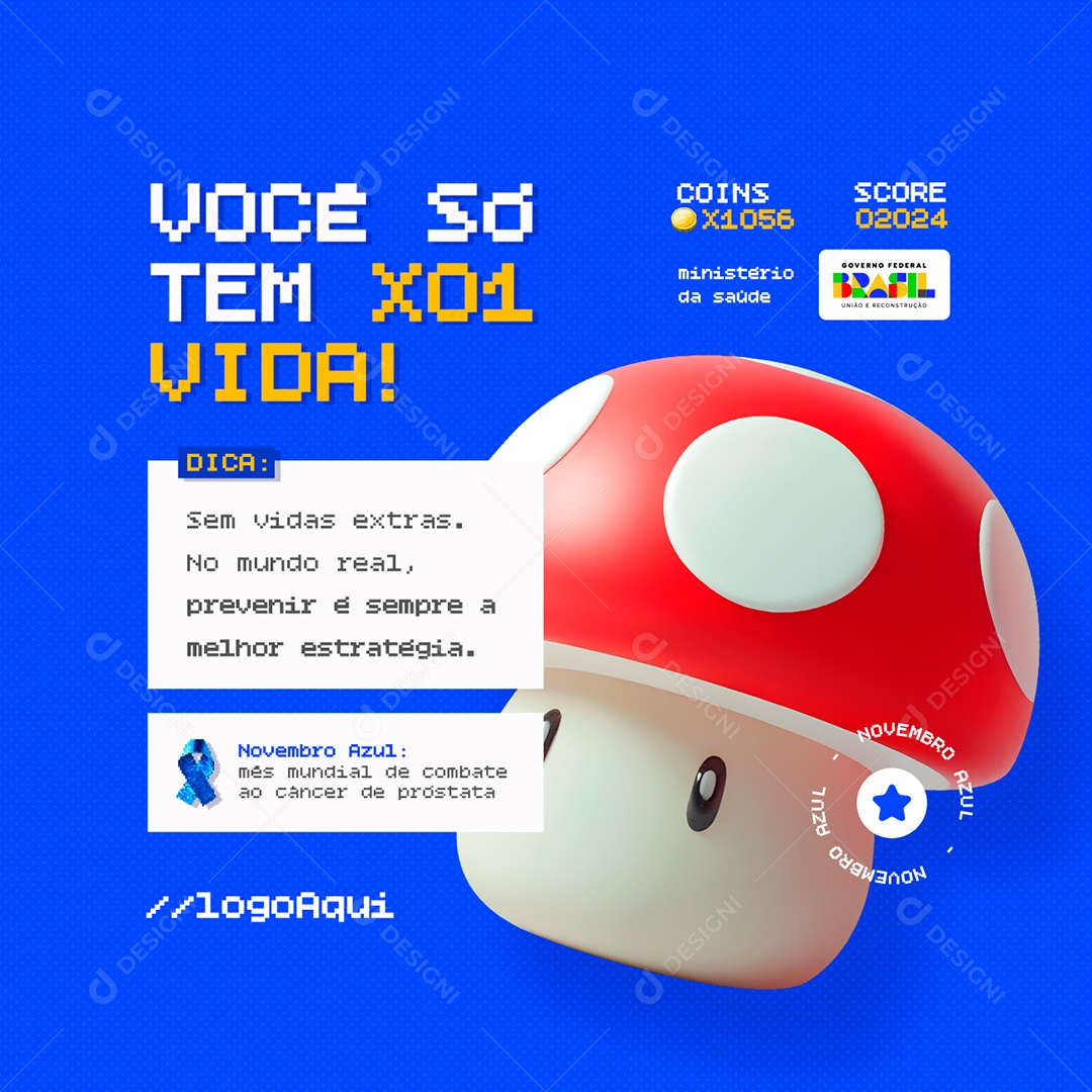 Novembro Azul Você Só Tem X01 Vida Social Media PSD Editável
