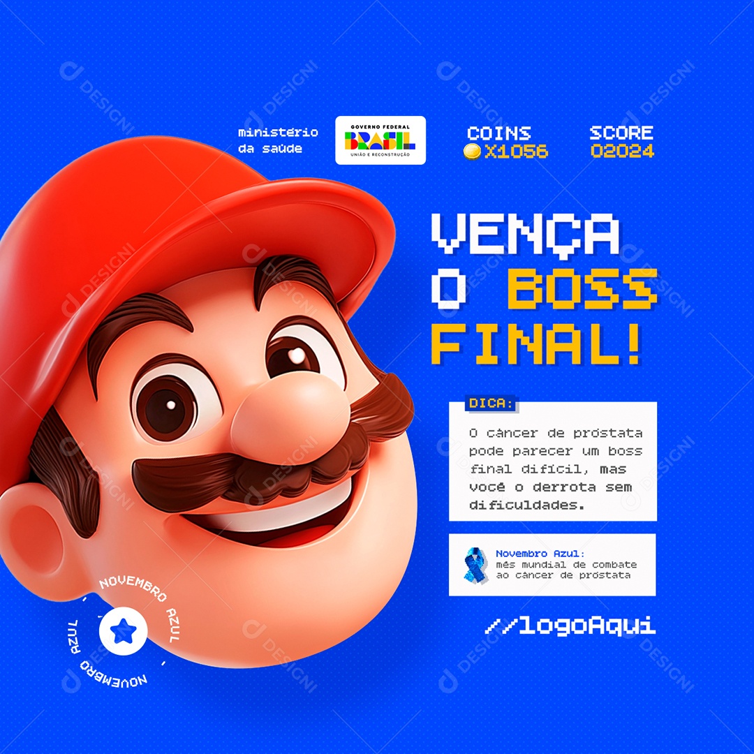 Novembro Azul Vença o Boss Final Social Media PSD Editável