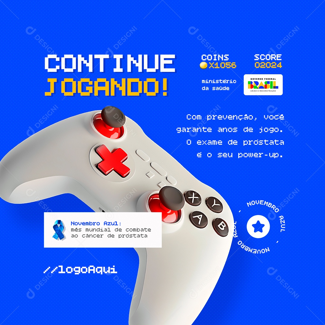 Novembro Azul Continue Jogando Social Media PSD Editável