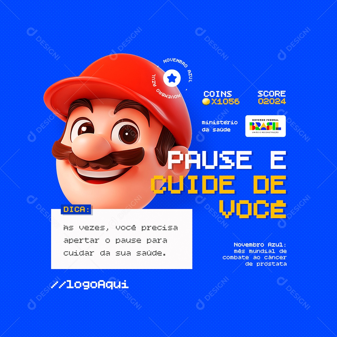 Novembro Azul Pause e Cuide de Você Social Media PSD Editável