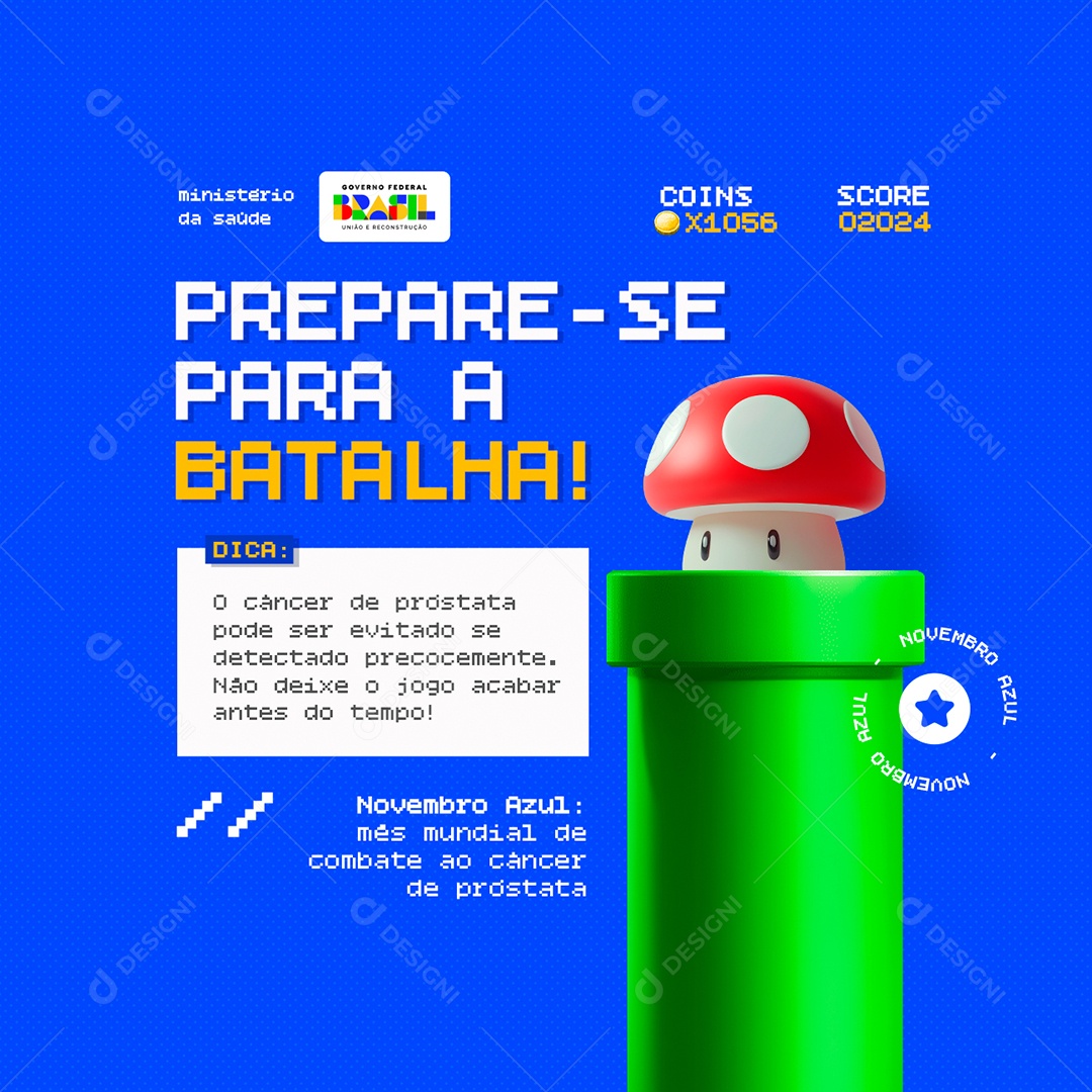 Novembro Azul Prepare-Se para a Batalha Social Media PSD Editável
