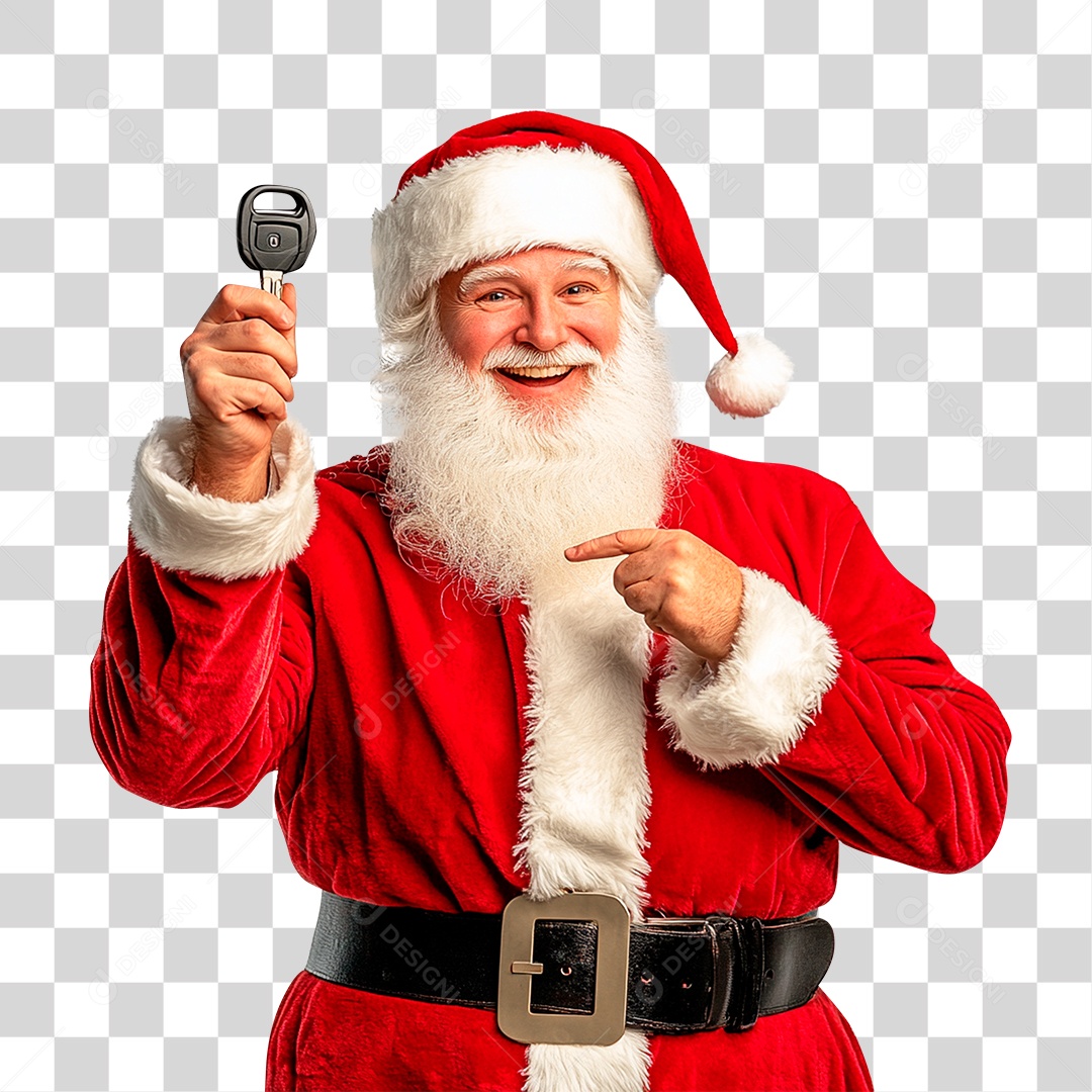 Santa Smiling Holding PNG Key Transparenete