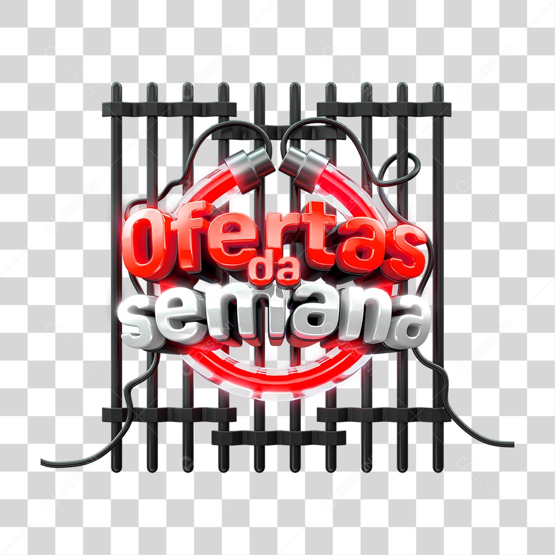 Ofertas da Semana Selo 3D Vermelho e Branco para Composição PNG Transparente