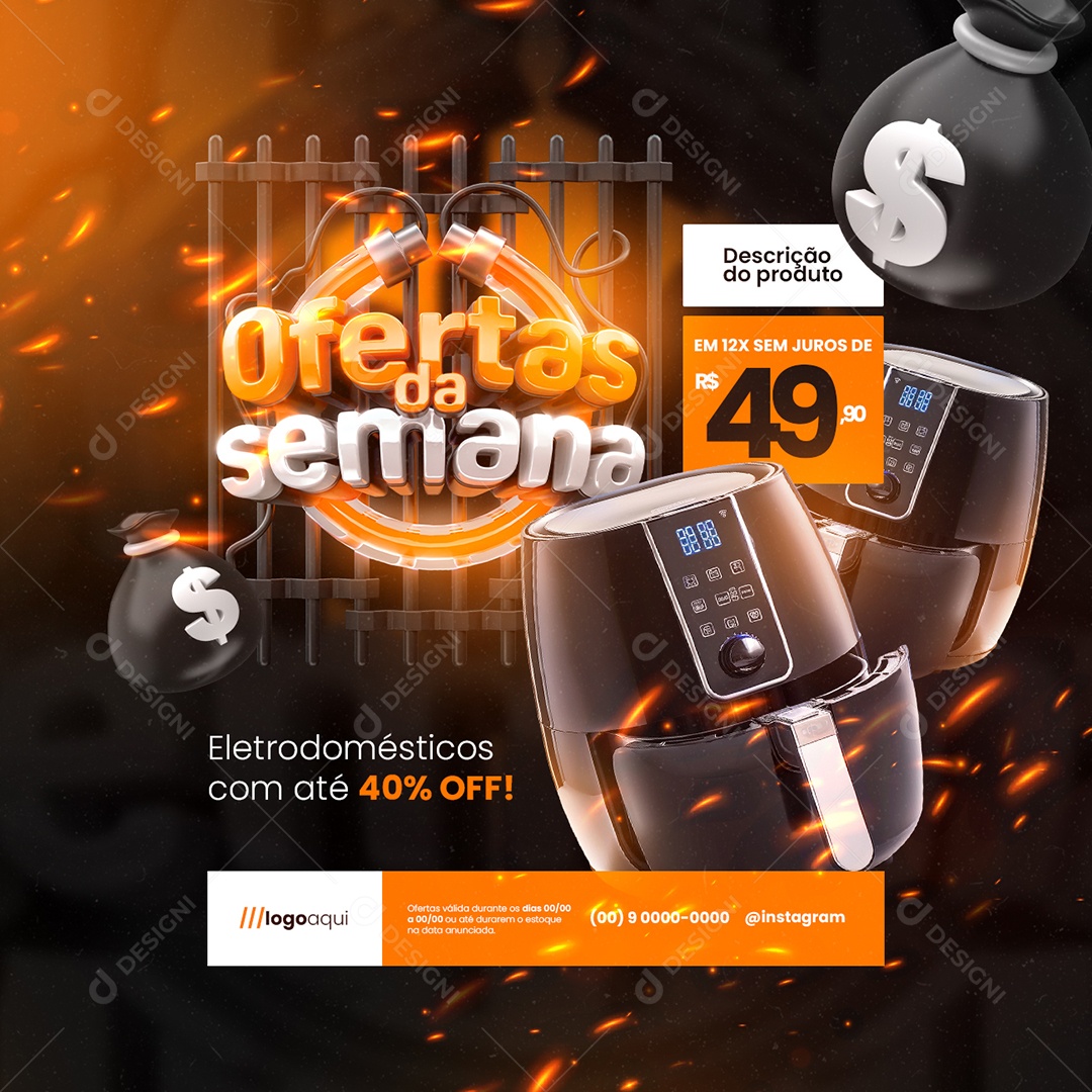 Ofertas da Semana Eletrodomésticos com Até 40% Off Social Media PSD Editável