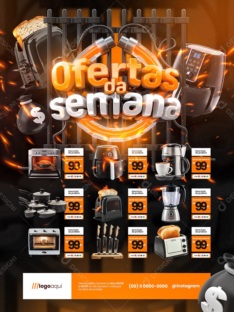 Ofertas da Semana Loja de Eletrodoméstico Encarte Produtos Social Media PSD Editável