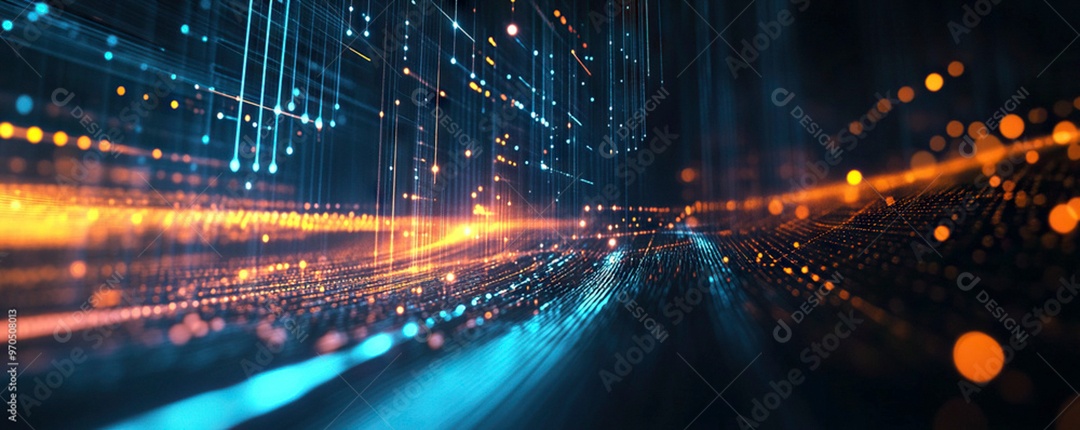 Dados binários digitais abstratos em ilustração 2D de computador