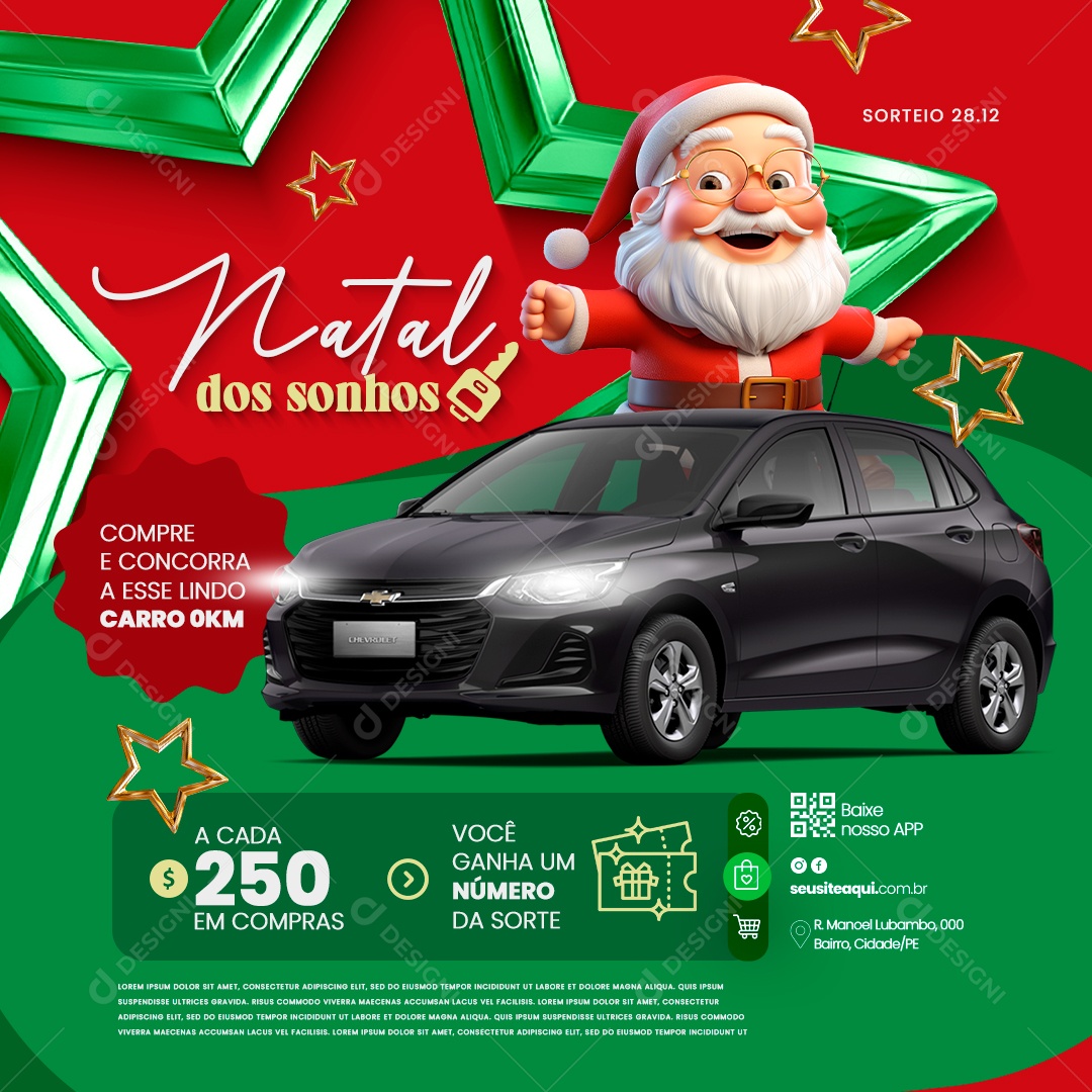 Natal dos Sonhos Sorteio Social Media PSD Editável