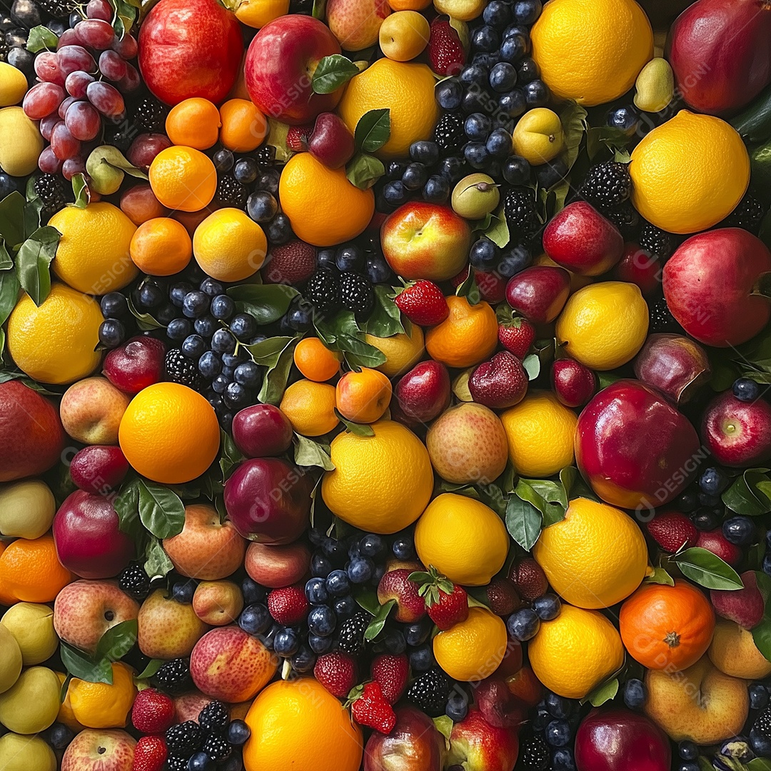 Linda pilha de frutas fresca com diversas variedades