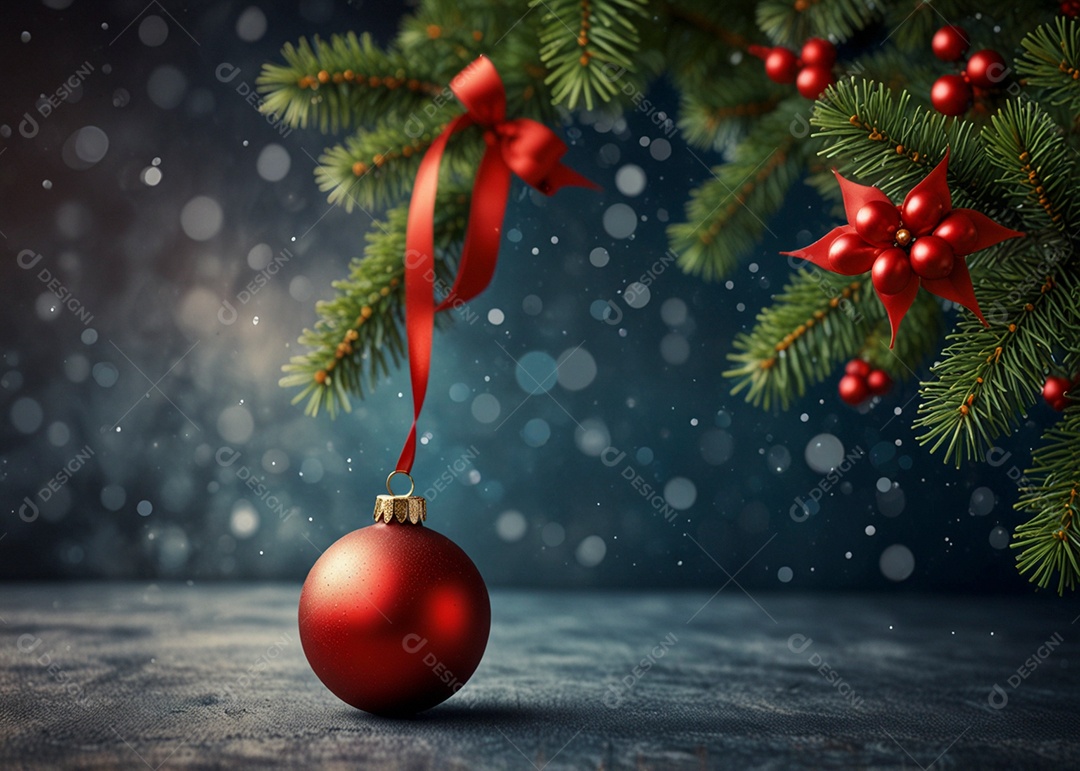 Lindo enfeites de natal sobre fundo de neve isolado