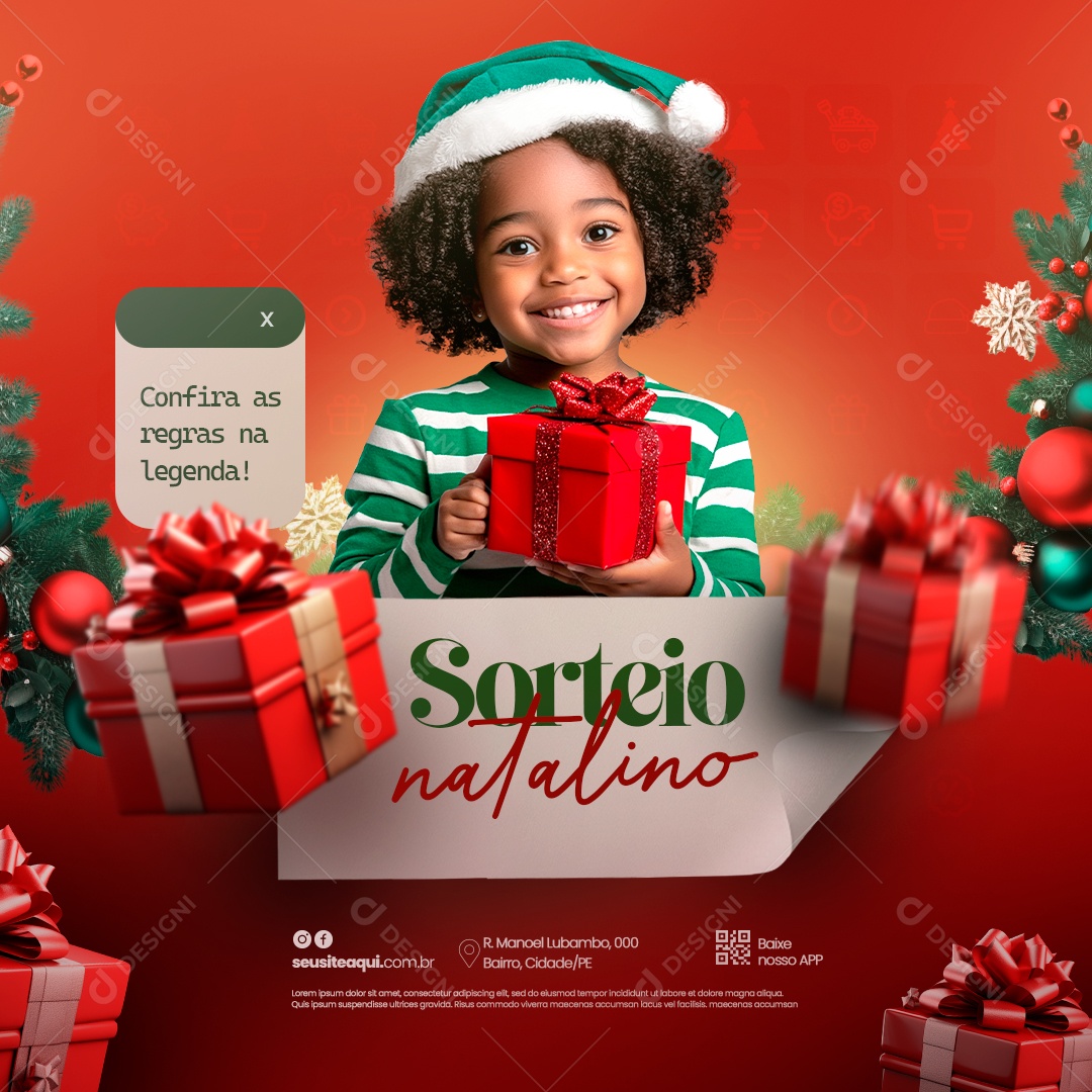 Sorteio Natalino Social Media PSD Editável