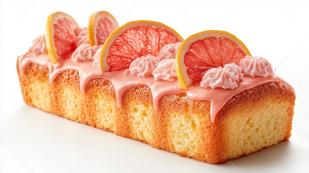 Delíciosa torta de laranja sobre fundo branco isolado