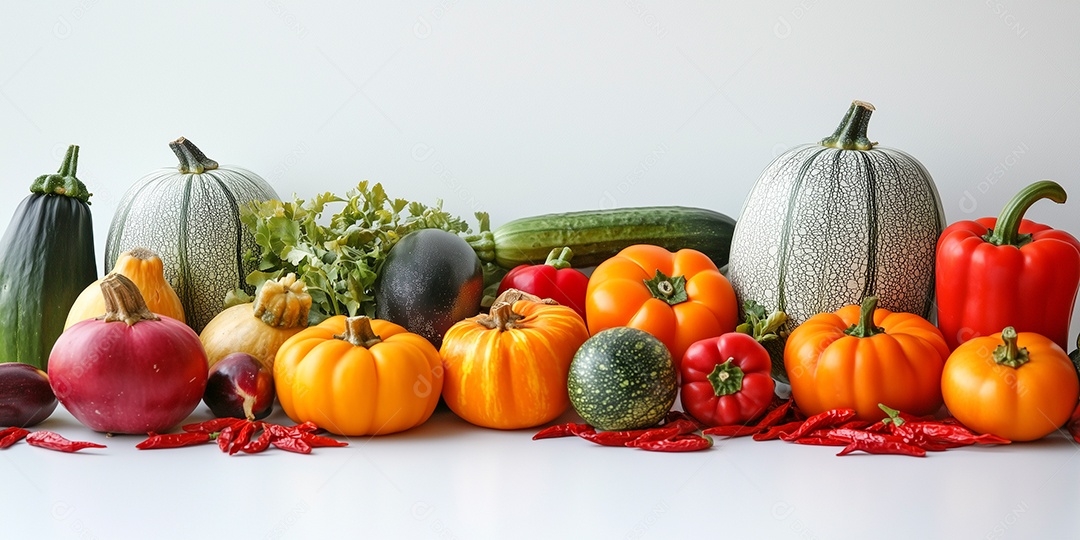 Lindas variedades de verduras sobre fundo branco isolado