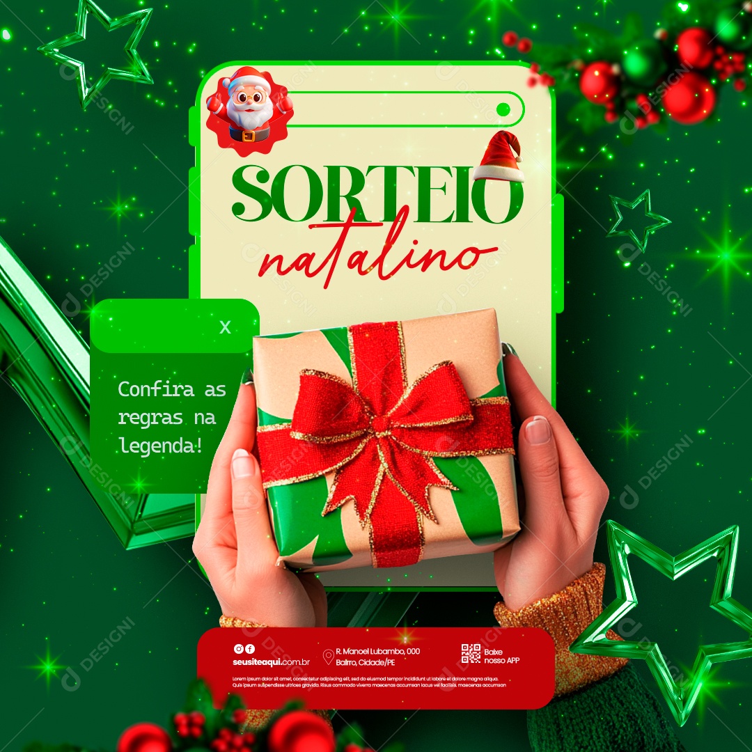 Sorteio Natalino Social Media PSD Editável