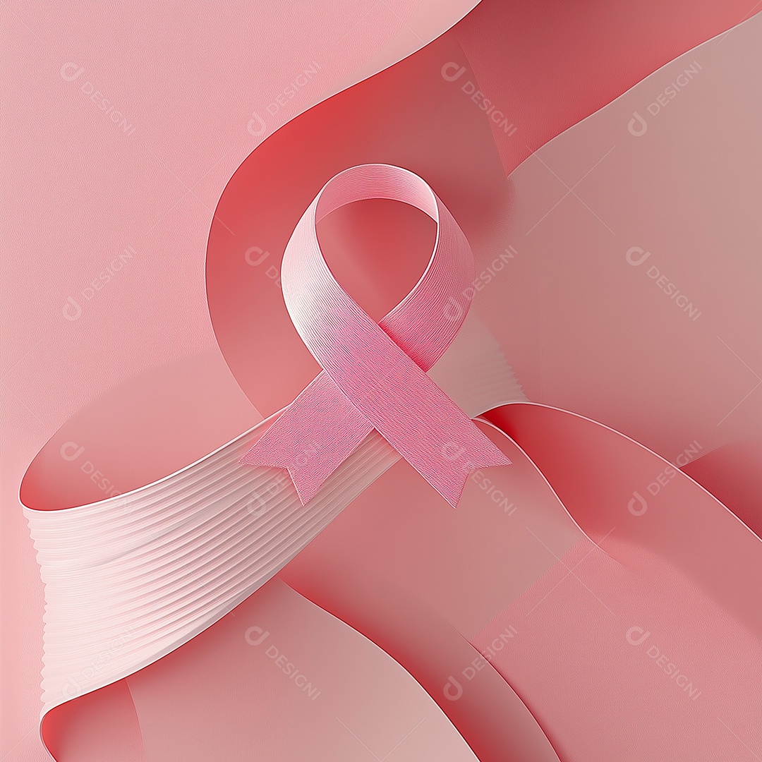 Fita rosa em fundo rosa para o mês do câncer de mama
