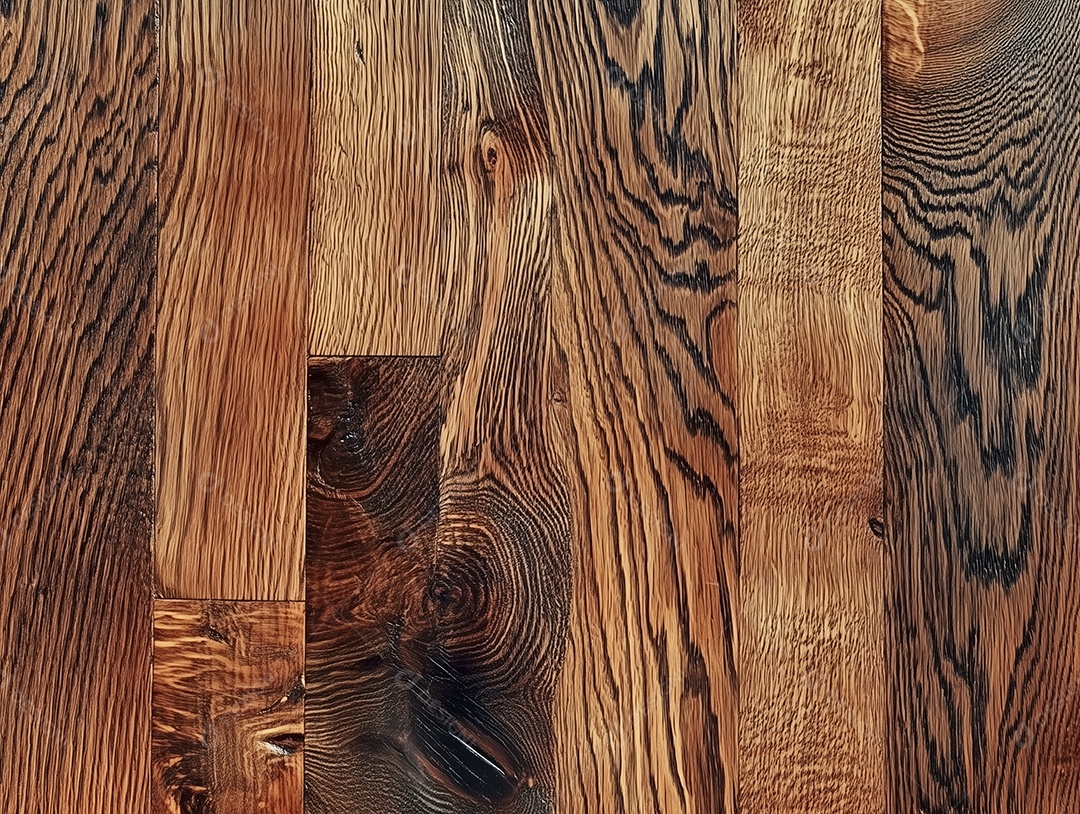 Visão ampla de mesa de madeira maciça de carvalho