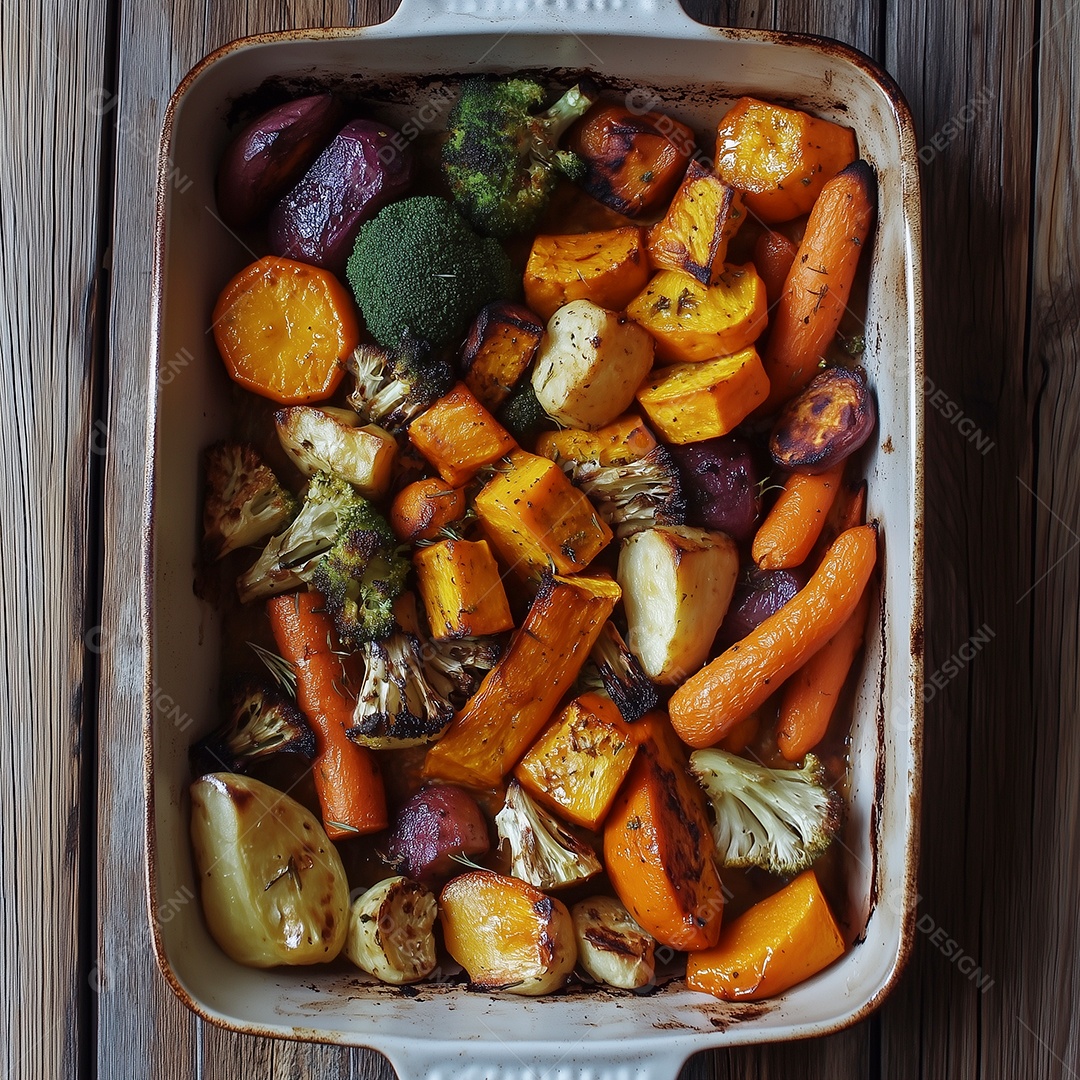 Forma cheia de legumes saudaveis sobre mesa de madeira