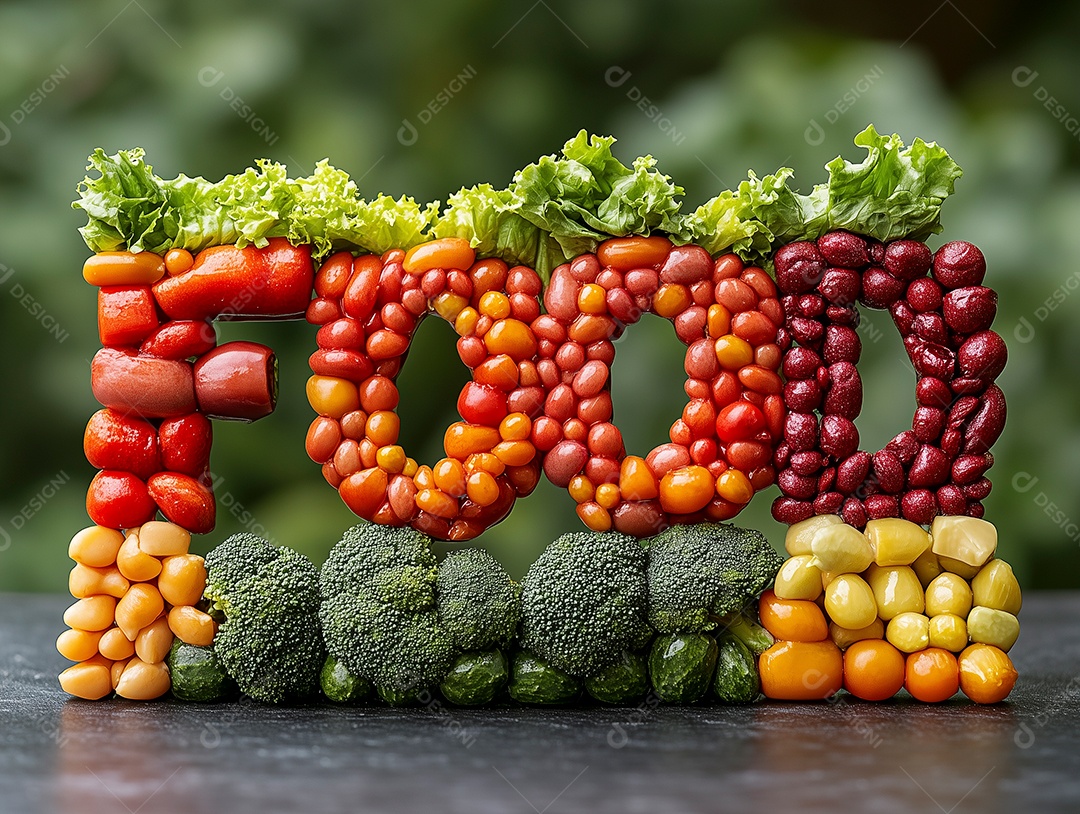 Desenho de ilustraçã de comida sobre fundo desfocado