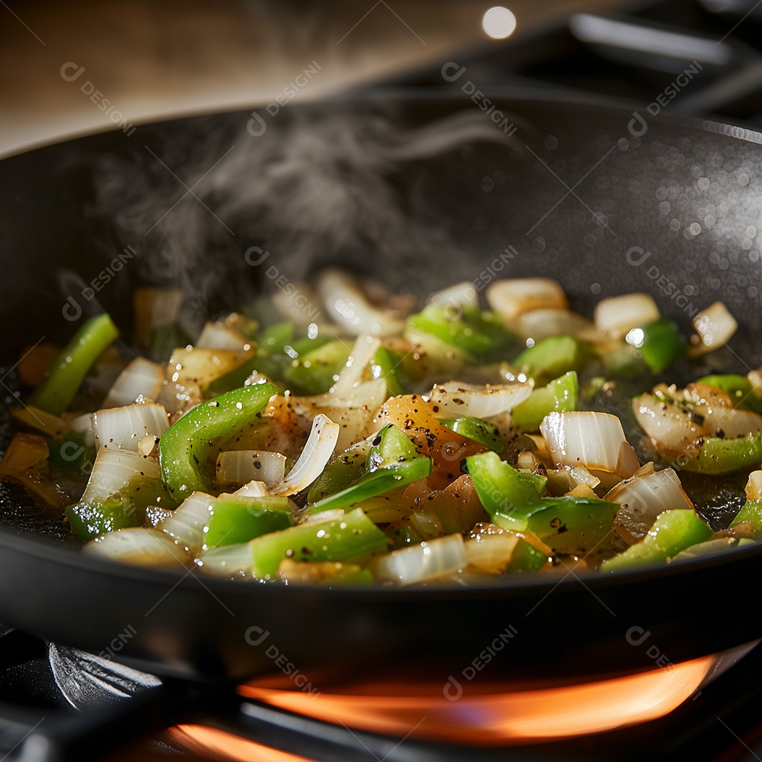 Abobrinha cozida com berinjela cogumelos cebola e outros vegetais em uma panela