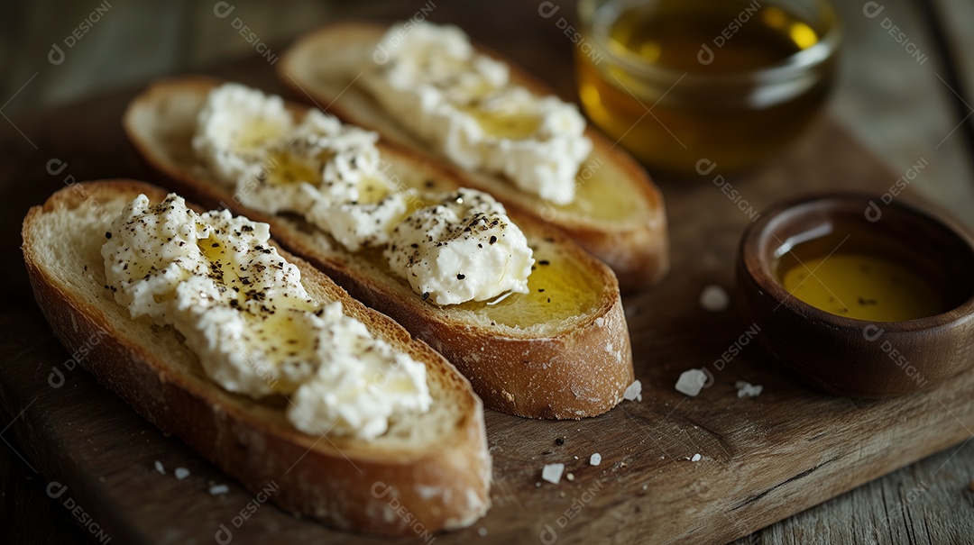 Delíciosa torrada com queijo coalho com manteiga derretida sobre fundo desfocado