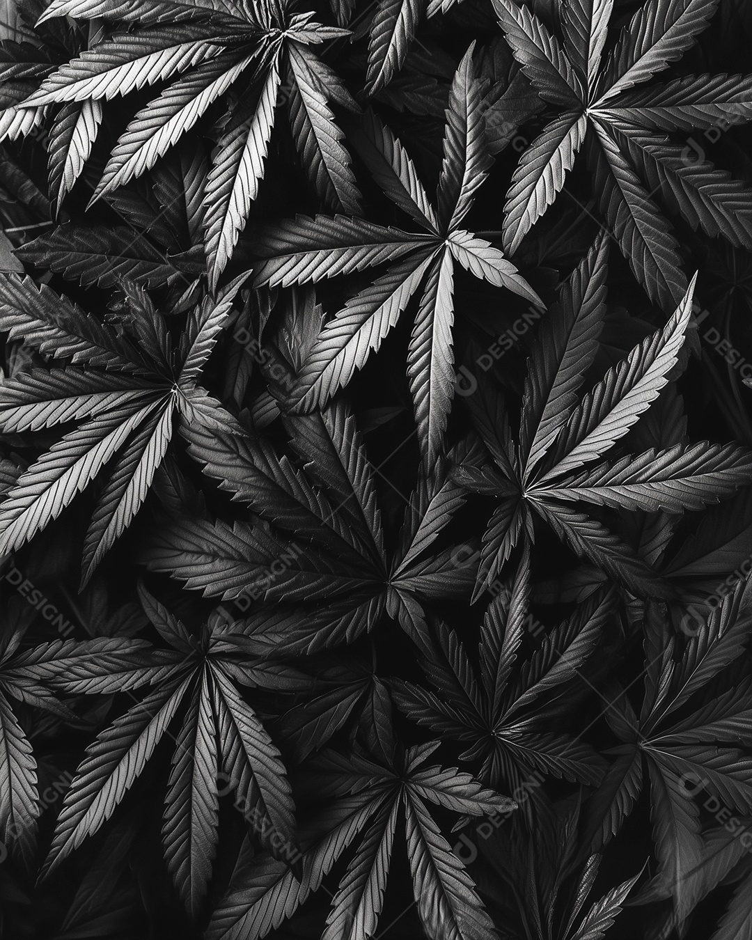 Lindas folhas de cannabis sobre fundo escuro desfocado